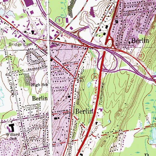 Topographic Map of Berlin, CT