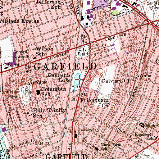 Topographic Map of Dahnert's Lake County Park, NJ