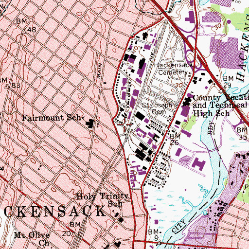 Topographic Map of Fairmount Park, NJ