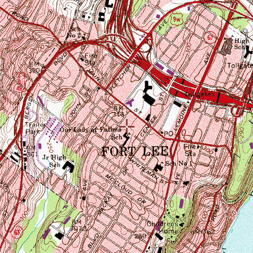 Topographic Map of Madonna Roman Catholic Church, NJ