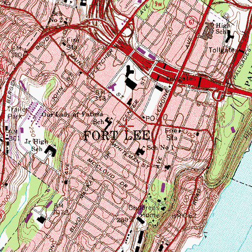 Topographic Map of New Synagogue of Fort Lee, NJ