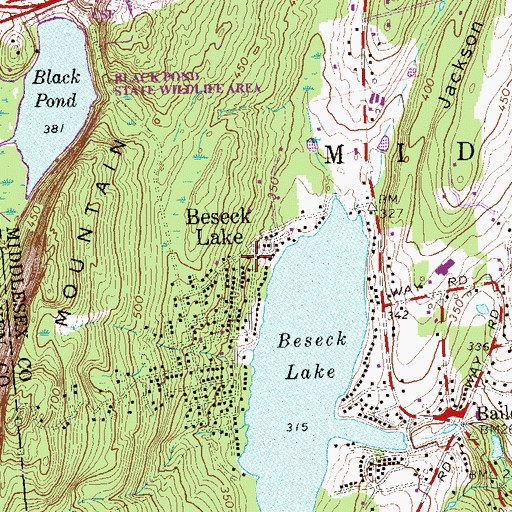 Topographic Map of Beseck Lake, CT