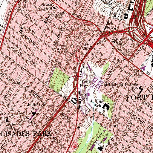 Topographic Map of Plaza West Shopping Center, NJ