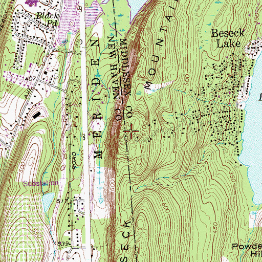 Topographic Map of Beseck Mountain, CT