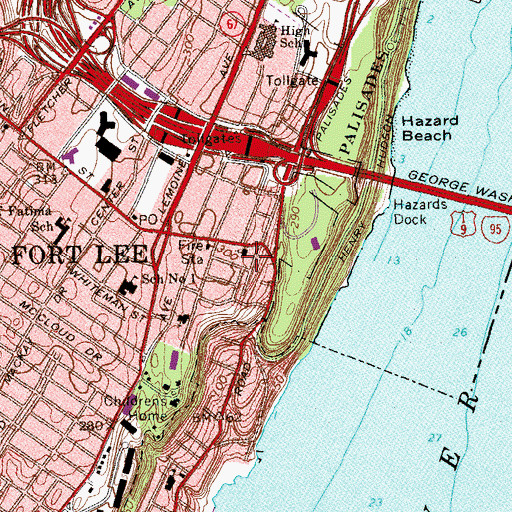 Topographic Map of Palisade Plaza Mall Shopping Center, NJ