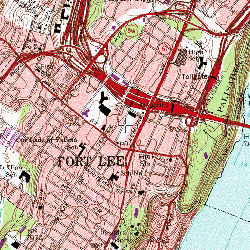 Topographic Map of Oaktree Mall Shopping Center, NJ