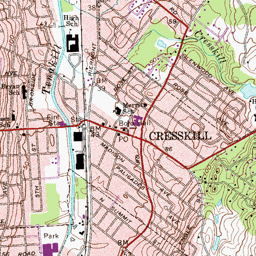 Topographic Map of Cresskill Congregational Church, NJ