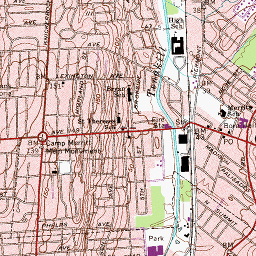 Topographic Map of Saint Therese Church, NJ