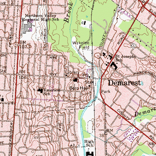 Topographic Map of Demarest United Methodist Church, NJ