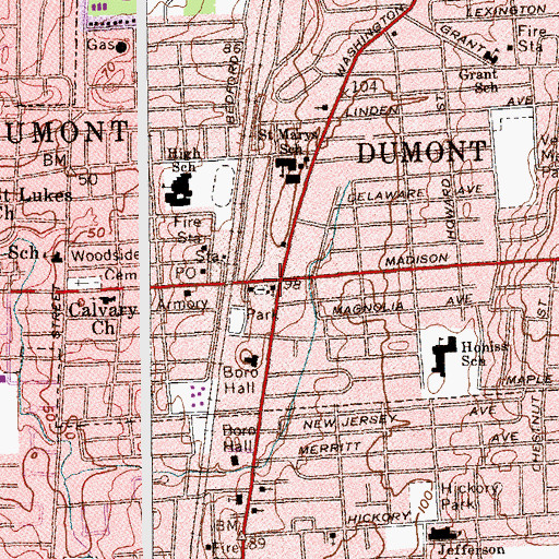Topographic Map of Old North Reformed Church, NJ
