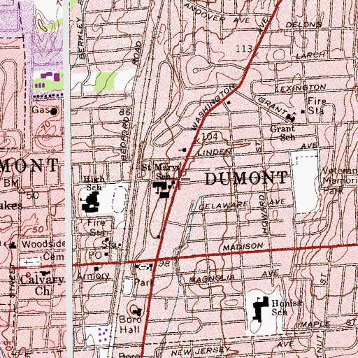 Topographic Map of Saint Mary's Catholic Church, NJ