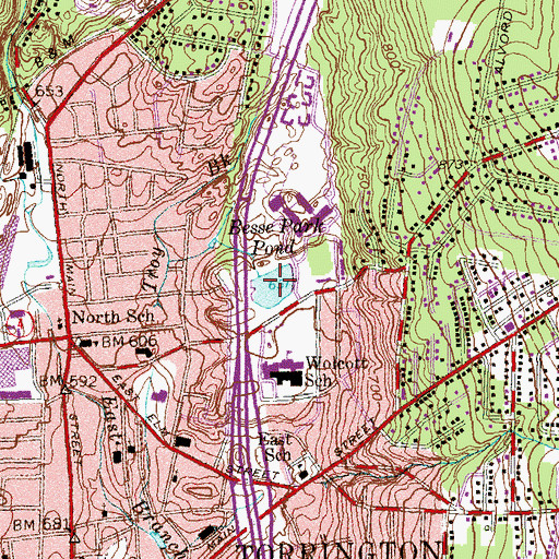 Topographic Map of Besse Park Pond, CT