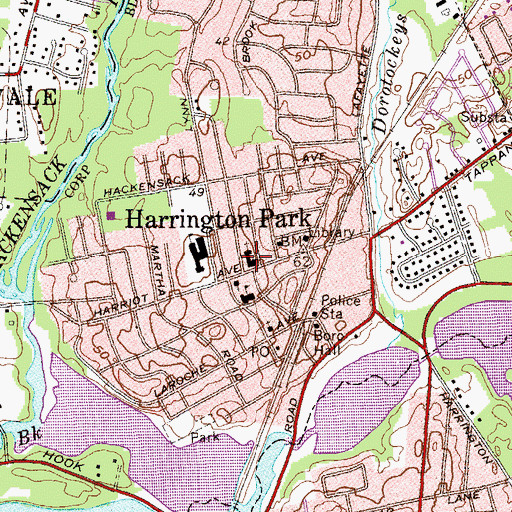 Topographic Map of Community Church of Harrington Park, NJ