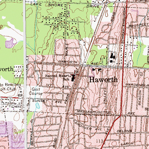 Topographic Map of Sacred Heart Church, NJ