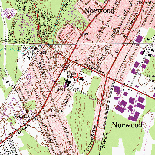 Topographic Map of Immaculate Conception Church, NJ