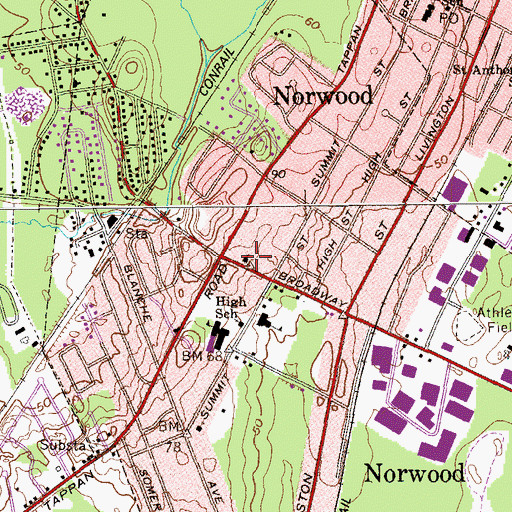Topographic Map of Norwood Presbyterian Church, NJ