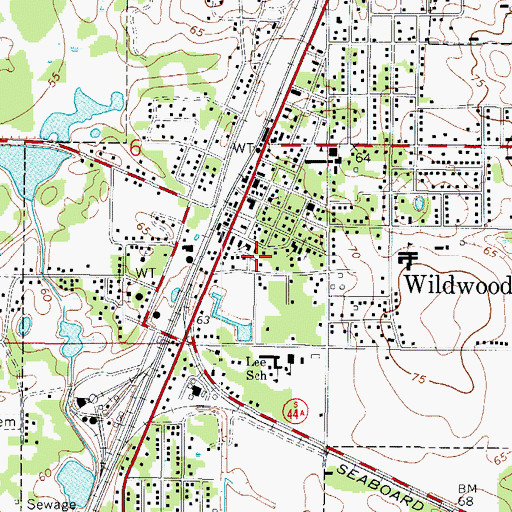 Topographic Map of Sumter County Fire Department And Rescue Station 31 Downtown Wildwood, FL