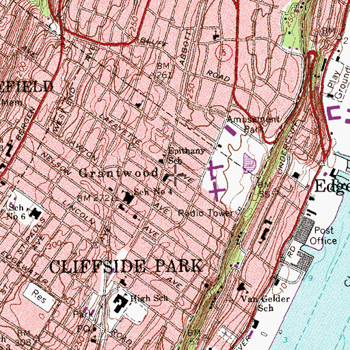 Topographic Map of Epiphany Roman Catholic Church, NJ