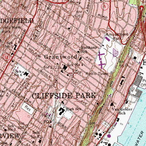 Topographic Map of Trinity Evangelical Lutheran Church, NJ