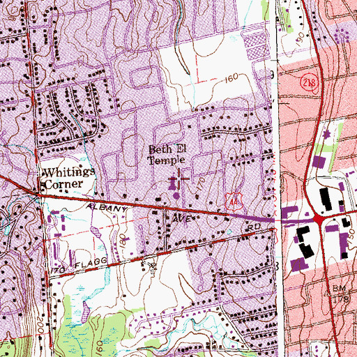 Topographic Map of Beth El Temple, CT
