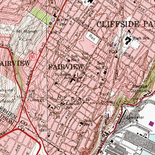 Topographic Map of Saint John the Baptist Church, NJ