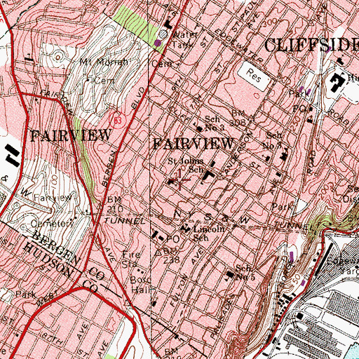 Topographic Map of Our Lady of Grace Church, NJ