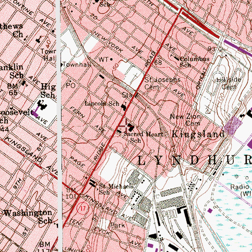 Topographic Map of Sacred Heart Church, NJ