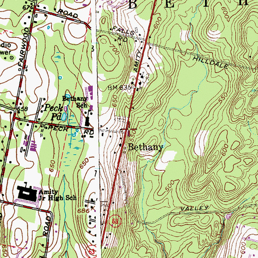 Topographic Map of Bethany, CT