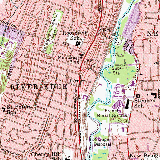 Topographic Map of River Edge Post Office, NJ