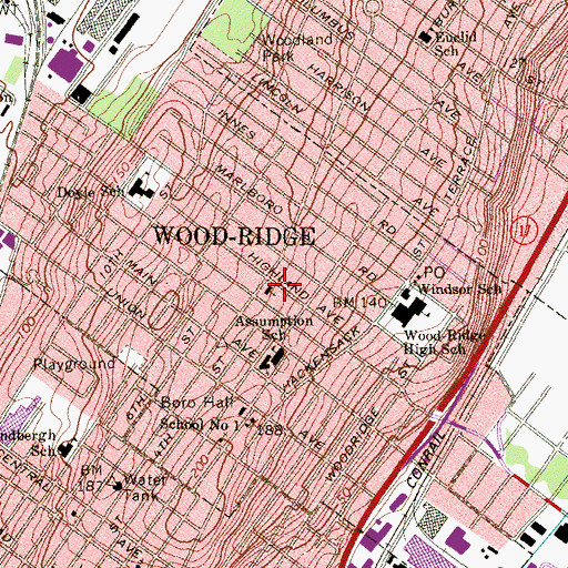 Topographic Map of First Presbyterian Church, NJ