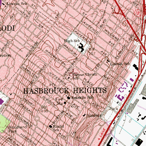 Topographic Map of Corpus Christi Church, NJ
