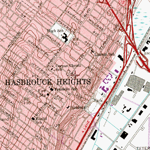 Topographic Map of First Reformed Church, NJ