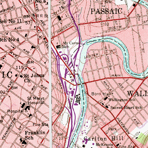 Topographic Map of Saints Peter and Paul Polish Church, NJ
