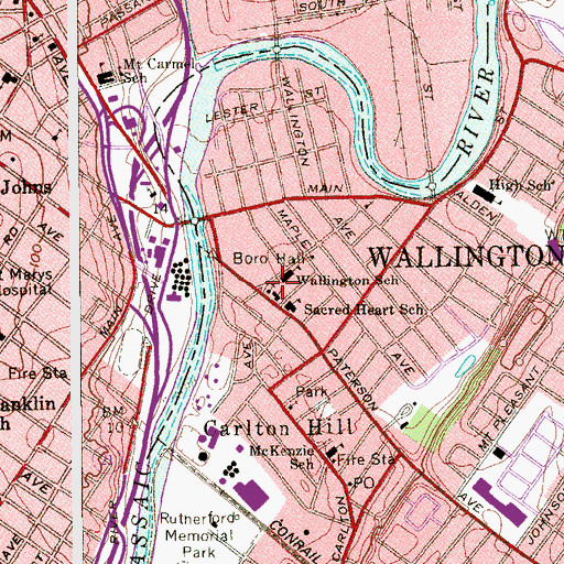 Topographic Map of Sacred Heart Church, NJ
