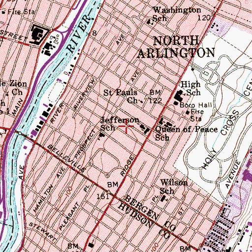 Topographic Map of First Presbyterian Church, NJ