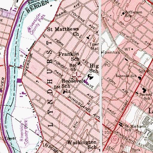 Topographic Map of Saint Thomas Episcopal Church, NJ