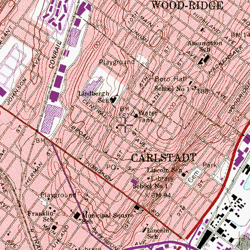 Topographic Map of Carlstadt Municipal Building, NJ