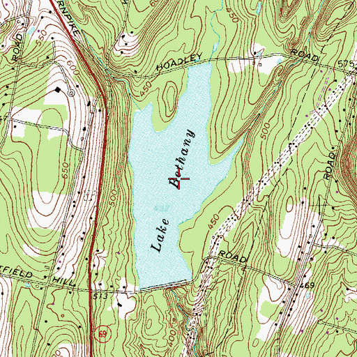 Topographic Map of Lake Bethany, CT