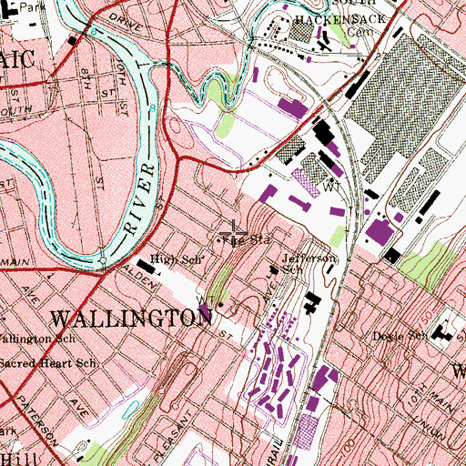 Topographic Map of Wallington Hose Company Number 3, NJ