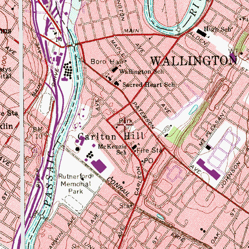 Topographic Map of Carlton Hill Methodist Episcopal Church, NJ