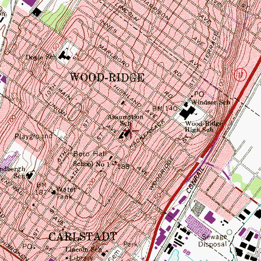 Topographic Map of Church of the Assumption, NJ