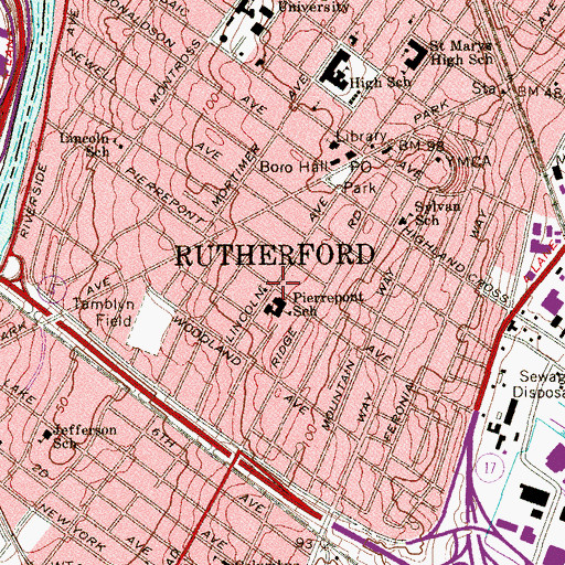 Topographic Map of First Church of Christ Scientist, NJ
