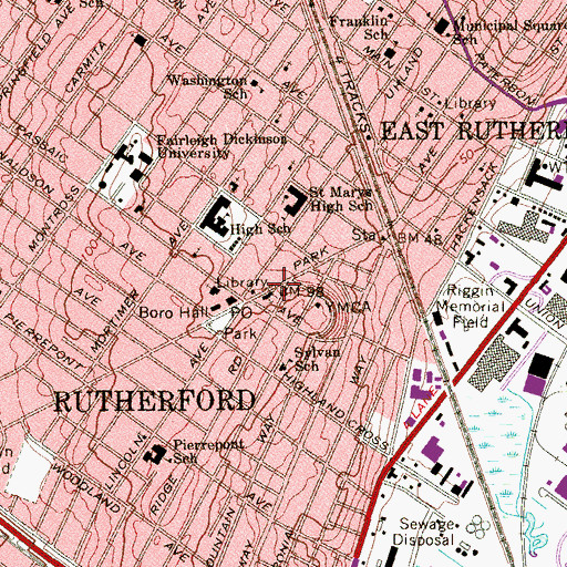 Topographic Map of First Presbyterian Church, NJ