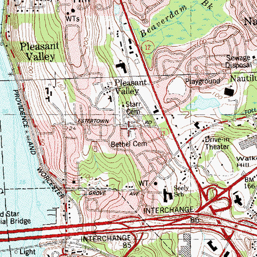 Topographic Map of Bethel Cemetery, CT