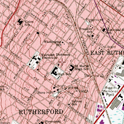 Topographic Map of Saint Johns Evangelical Lutheran Church, NJ