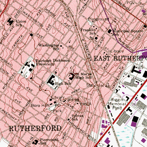 Topographic Map of Saint Mary's Roman Catholic Church, NJ