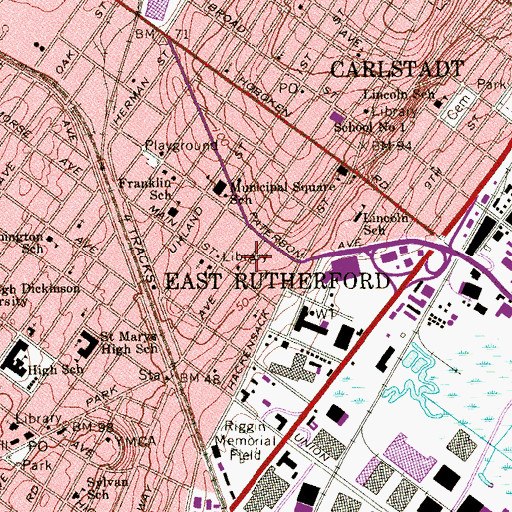 Topographic Map of South Bergen Hebrew Institute, NJ