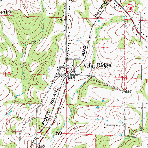Topographic Map of Villa Ridge Christian Church, MO