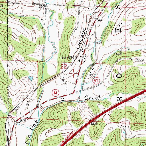Topographic Map of First Baptist Church, MO