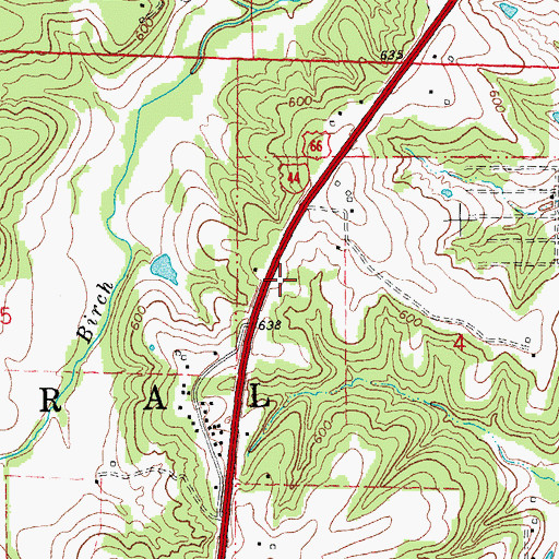 Topographic Map of Verizon Cellular Phone Tower, MO